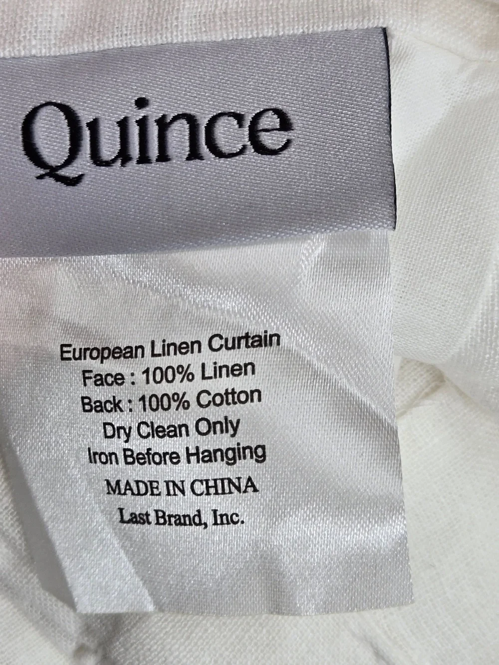 NWT QUINCE Set Of 2 48x108 European Linen Curtains White 9531